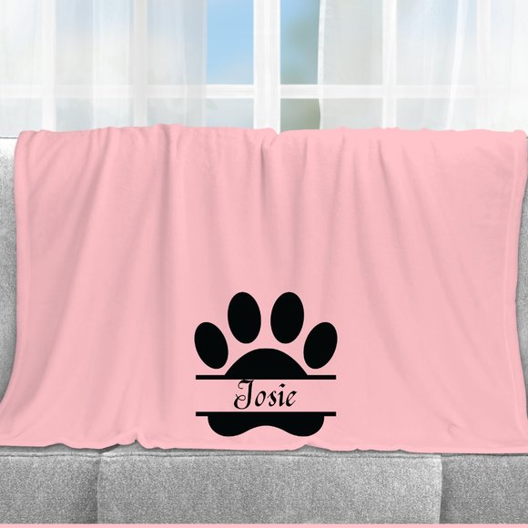 Dog Blanket, Personalized, Custom Name, Pawprint - Picture 3 of 4
